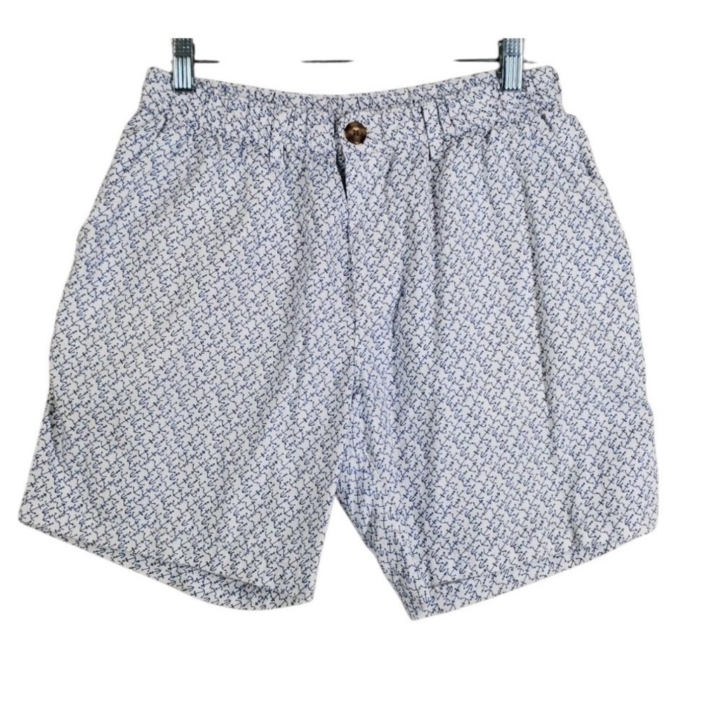 Vtg Chubbies Shorts Boating Marine Men L 28-32 x7 White Blue Vacation Beach USA